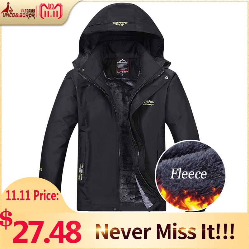 UNCO&BOROR Winter jacket men outwear waterproof windbreaker jacket male thick plus velvet warm Hooded men`s casual jacket coat C18111201