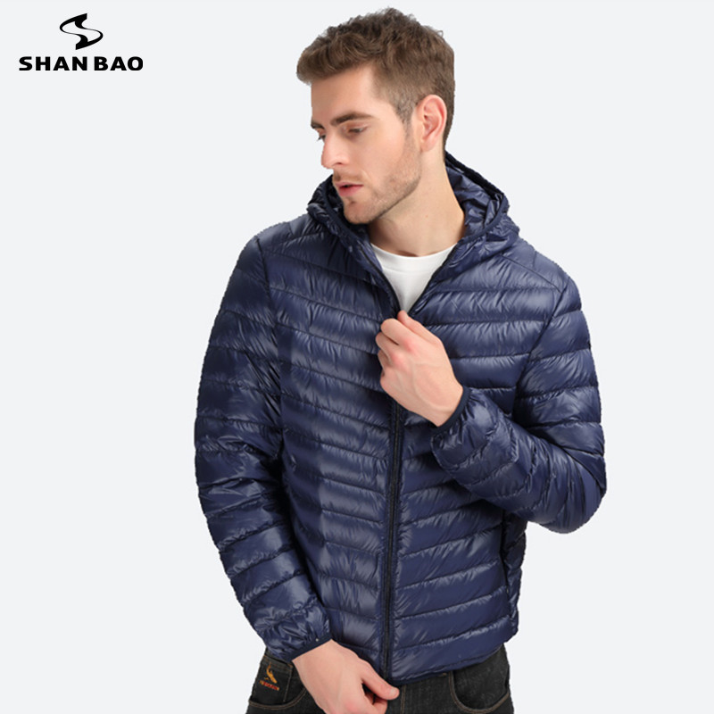 SHAN BAO casual brand clothing 2017 new thin down jacket men's high-quality white duck down fashion hooded down jacket 6 colors L18101103