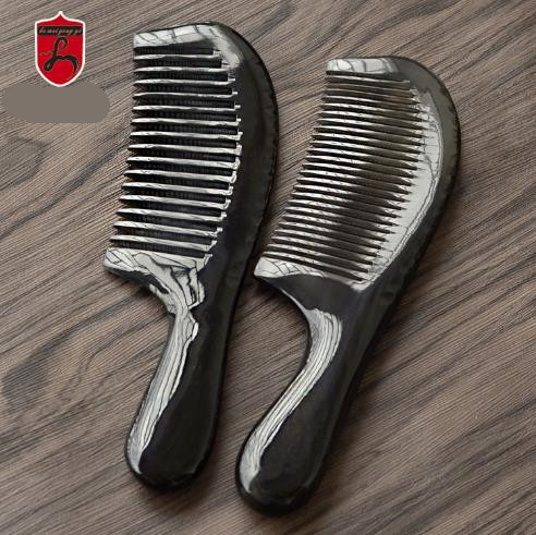 

Natural products 18 cm large quality natural ox horn comb wide teeth and thick round handle straight hair comb