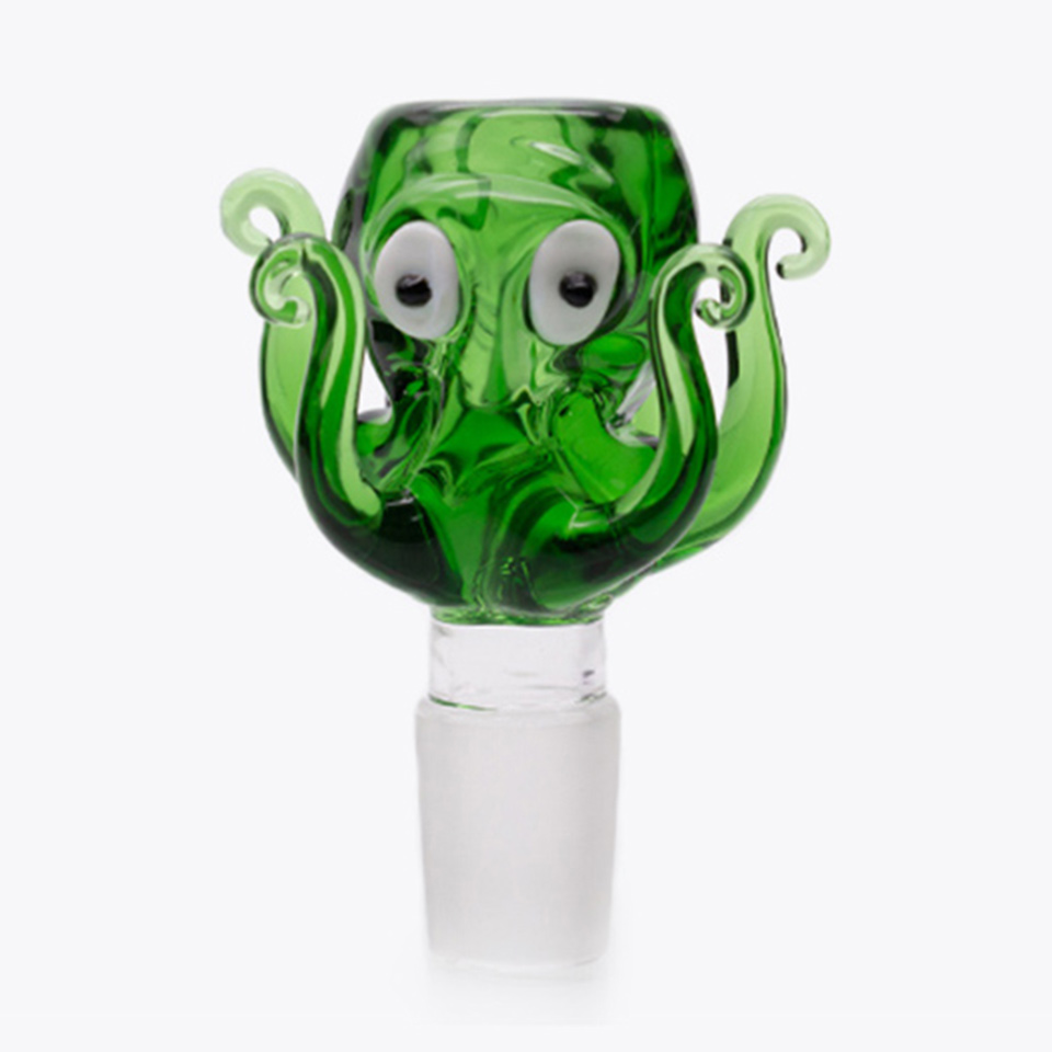 

octopus design 14mm 18mm Glass Bowl green blue Colorful Bong Male Piece For Water Pipe Dab Rig Smoking Bowls
