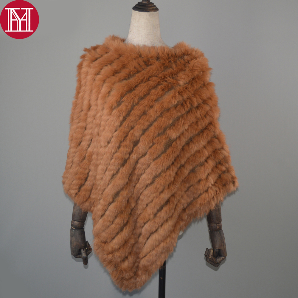 Femmes Printemps Automne Tricot Véritable Écharpe En Poncho De Fourrure De Lapin Réel Véritable Naturel De Fourrure De Lapin Châle Pashmina Échar