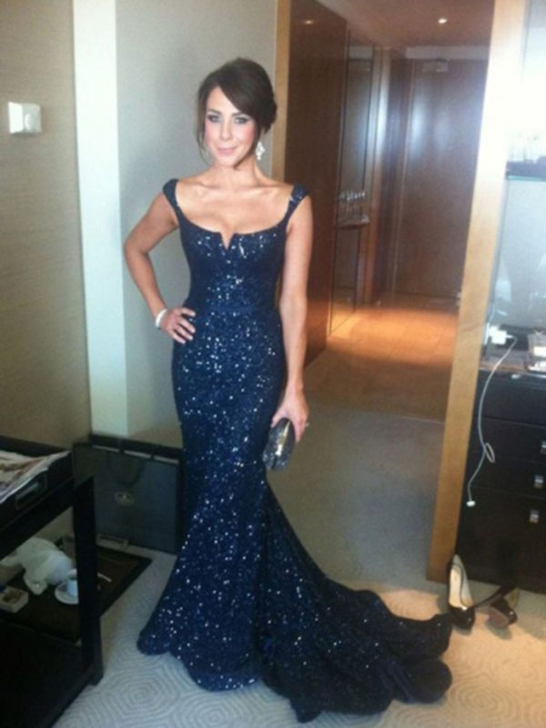 

Sequins Blingbling Arabic Scoop Neckline Mermaid Evening Dresses Cap Sleeves Beadings Sexy vestidos de fiesta Prom Dresses Evening Gown, Black