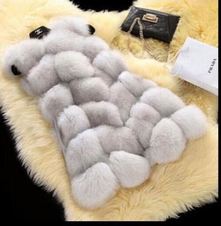 Women's Warm Gilet Outwear Long Slim Vest Faux Fox Fur Waistcoat Jacket Coat