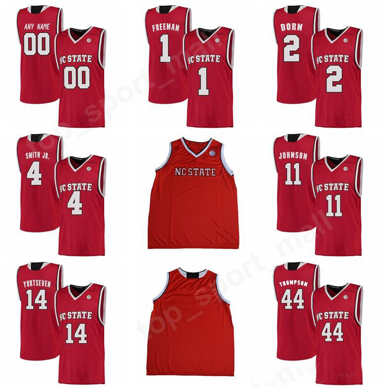 

Custom College 4 Dennis Smith Jr Jersey NC State Wolfpack Basketball 2 Torin Dorn 1 Lennard Freeman Jersey Red White 44 David Thompson