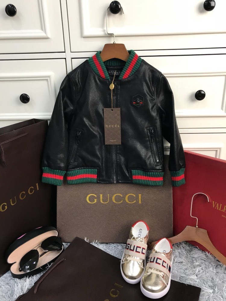 gucci kids leather jacket