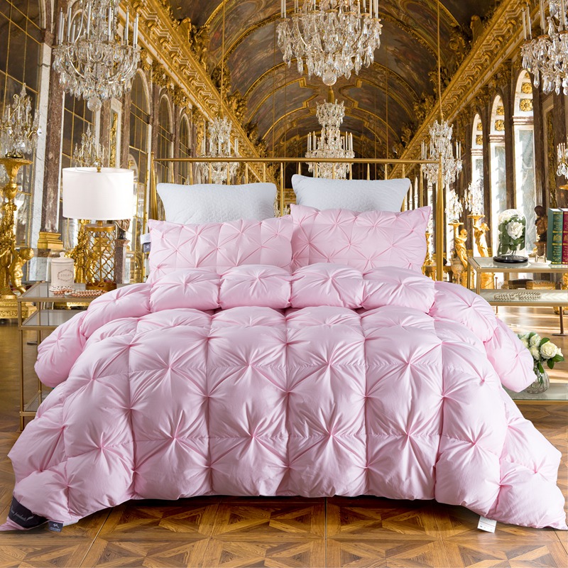 

Wholesale- TUTUBIRD Winter / Duck Down Blanket Pink Warm Duvet Quilt Blanket Comforter Filler with King Queen  size, As pic