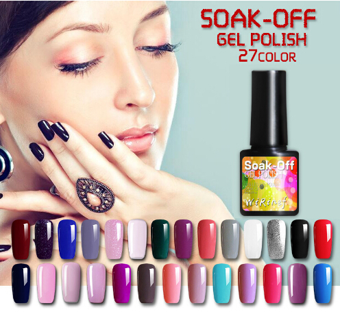 

27 Colors 8ml Pure Semi-Permanent Nail Gel Polish UV Led Lacquer Hybrid Long Lasting UV Gel Nail Polish