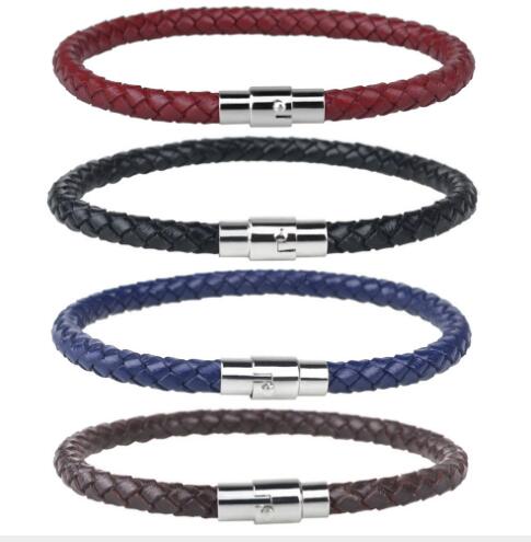 

New Arrival Men`s Fashion Pu Leather Bracelets 6mm Top Quality Punk Bangle 2018 For Lady Free Shipping