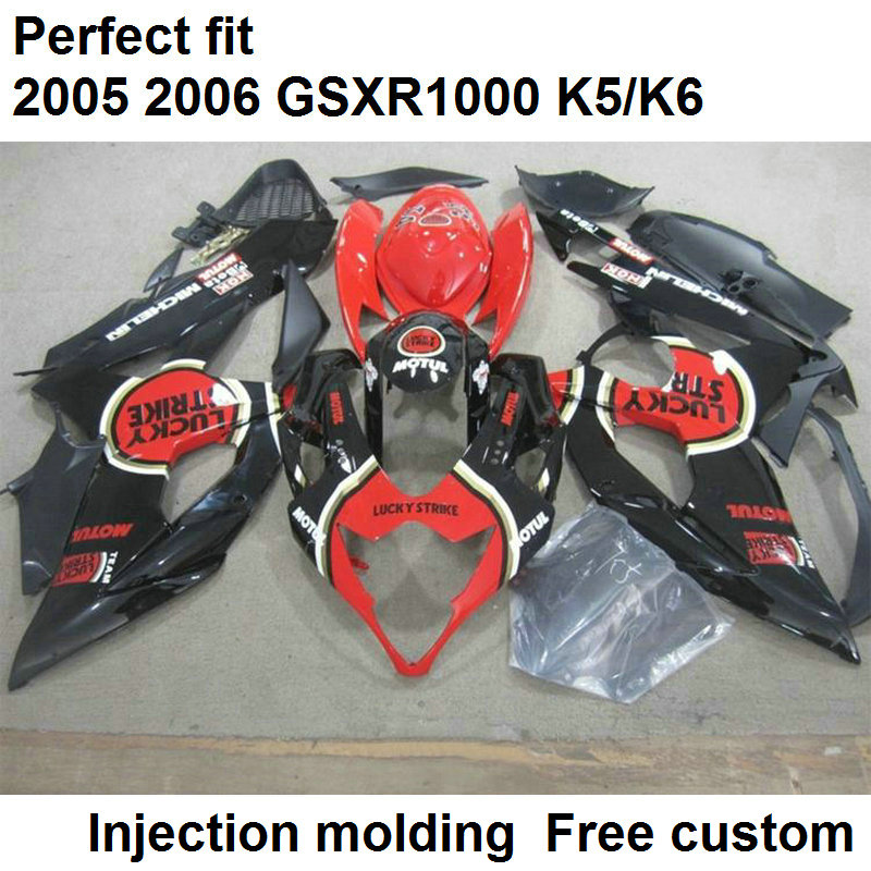 

Aftermarket body parts fairings for Suzuki GSXR1000 2005 2006 red biack injection mold fairing kit GSXR1000 05 06 BN85, Same as picture