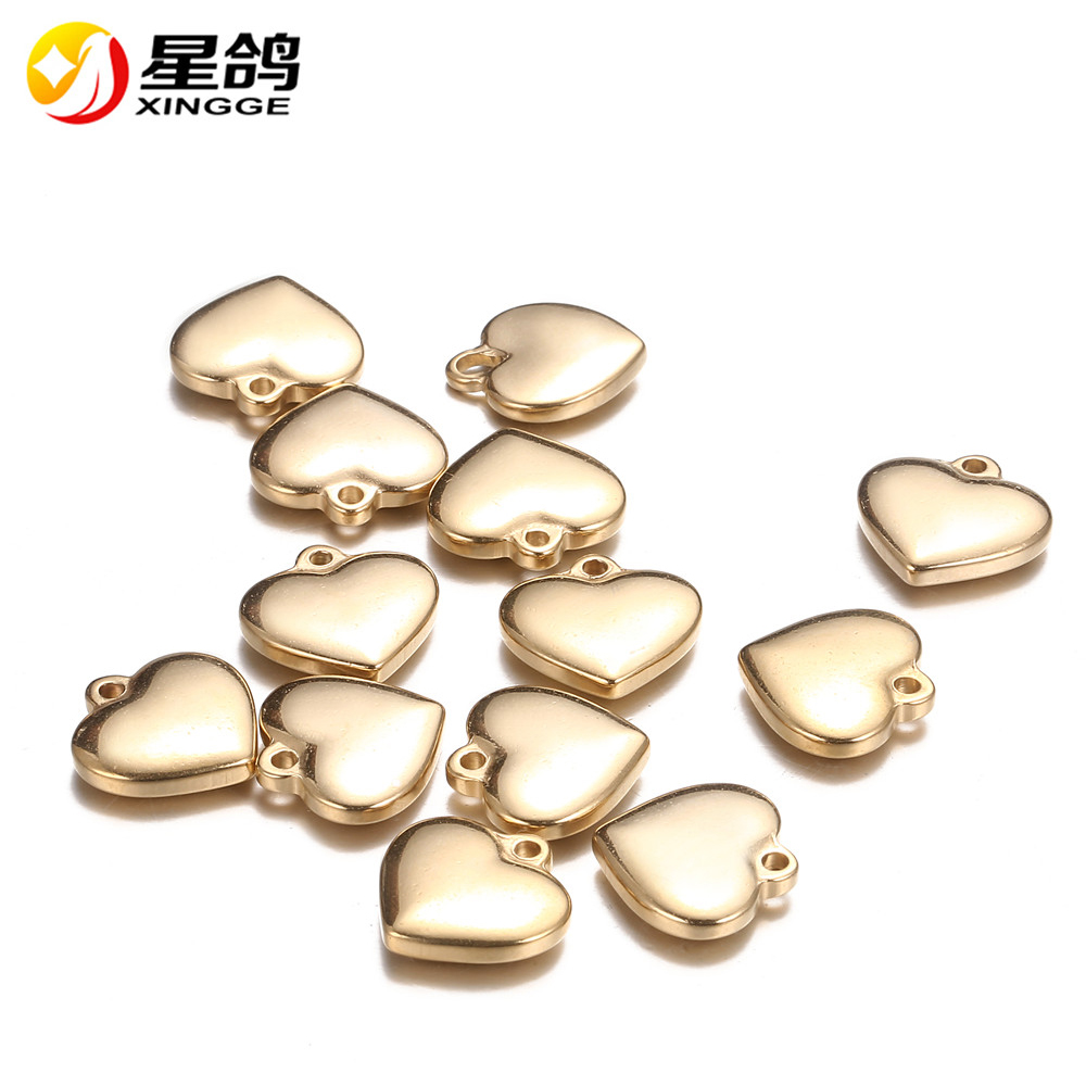 

Stainless Steel Cute Heart Charms gold/Silver Tone 16*16mm heart Pendants For Jewelry Making DIY Findings Wholesale, Bronze;silver