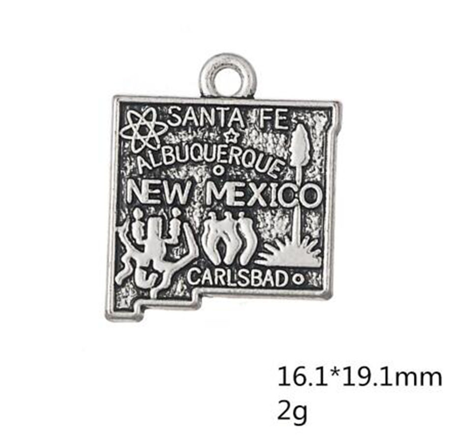 

Zinc alloy Antique Silver Plated USA State Map New Mexico Charms for Jewelry Making, Bronze;silver