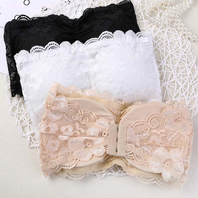 Summer Tanks Brand Strapless Bra Women&#039;s Sexy Casual Lace Wrap Tube Top Bandeau Short Tank Seamless Black Underwear-image-417218441