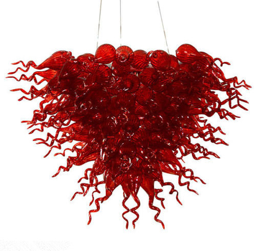 

endant Lamps Red Chandeliers for Home Decoration Trending Style Hand Blown Glass Chandelier Indoor Lighting Pendant Lamp