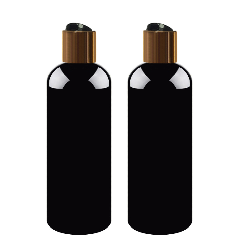 

Wholesale 30pcs 300ml Empty Black bottle With gold disc lia,shampoo Storage with gold disc cap empty Black Packaging plastic bottles