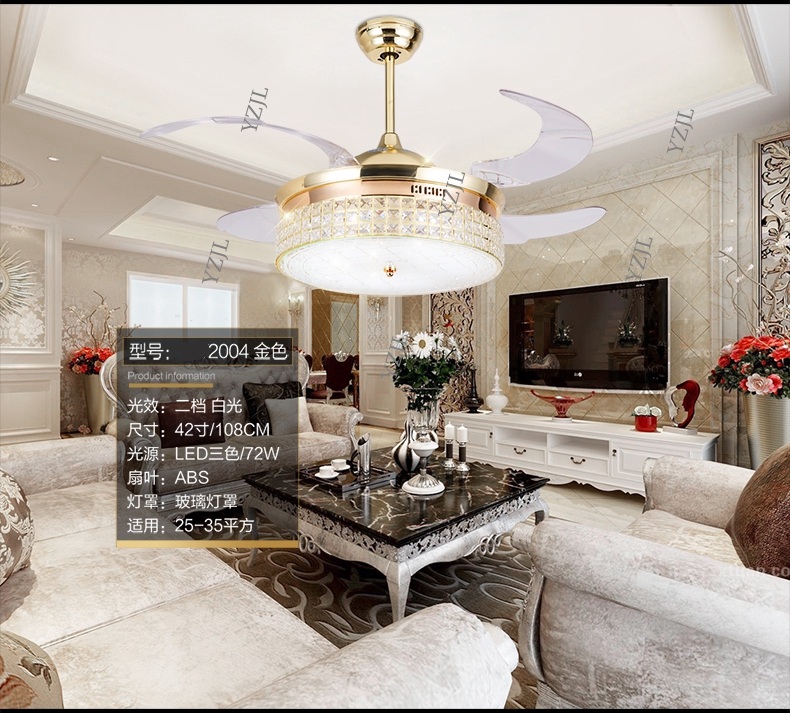 

chandelier fan lamp crystal 42inch livingroom diningroom indoor simple modern LED remote control