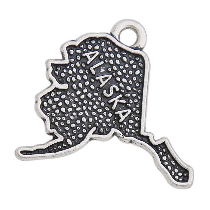 

Antique Silver Color Vintage Alloy Charms American State Of Alaska Map Charms AAC049