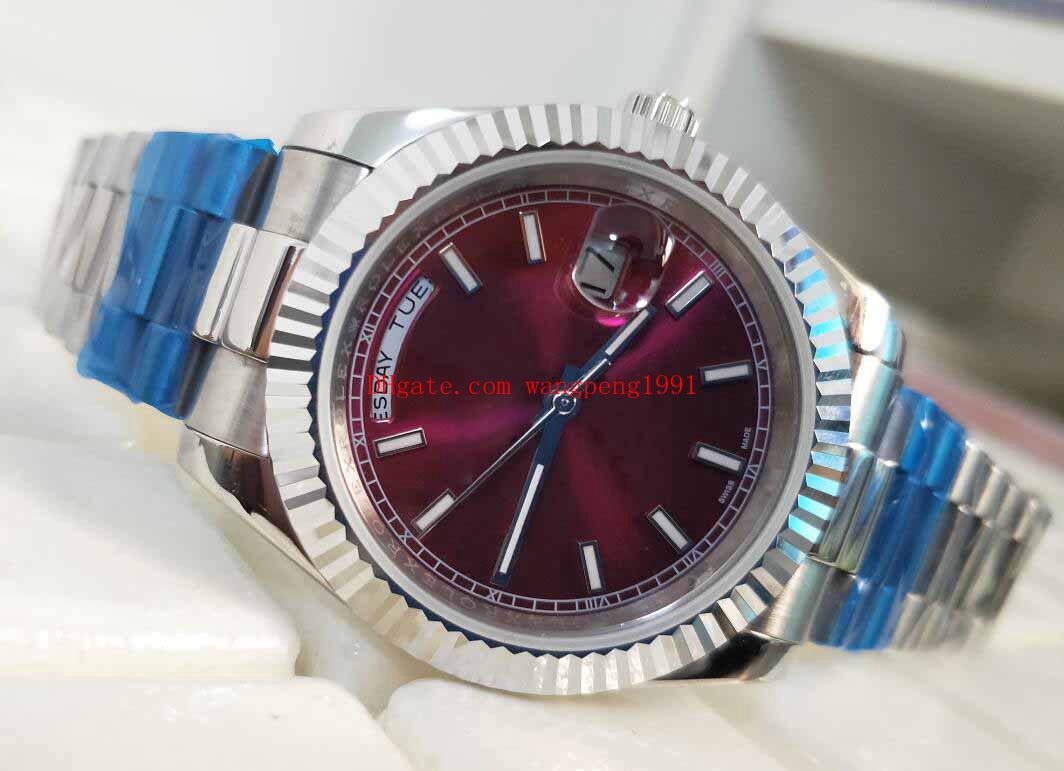 

Free Shipping High Quality Watch 36mm 118239 Red dial Asia 2813 Movement Stainless Steel Automatic Men Watch Watches, Slivery;brown