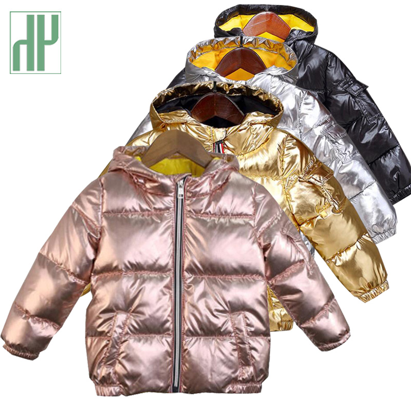 HH Boys coats winter jacket kids down cotton coat Waterproof snowsuit pink Gold silver jacket Hooded parka girls down coats-image-434377506