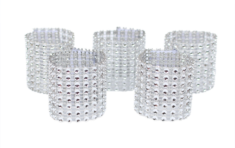 

100pcs Rhinestone Napkin Rings Wedding Banquet Napkin Holder Wrap Buckle Chair Sashes Bow Covers Hotel Party Decoration