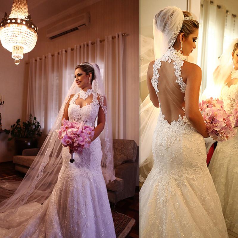 Sexy African Wedding Dresses Halter Neck Backless Wedding Gown Mermaid Bridal Gowns Sequined Bridal Dresses Strapless Vestidos de novia-image-423680721