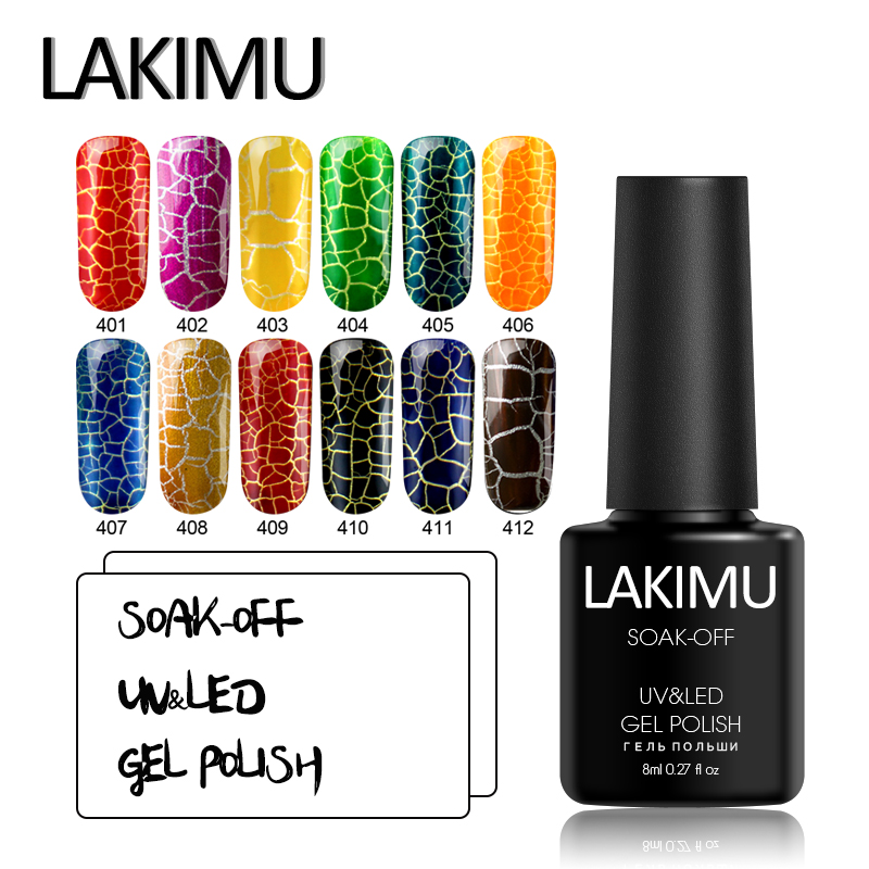 

LAKIMU Nail Lacquer Top Base Coat 12 Colorful Crack UV 8ml Professional Cracking Nail Varnish Crackle Shatter Gel Nails Polish, 62pink