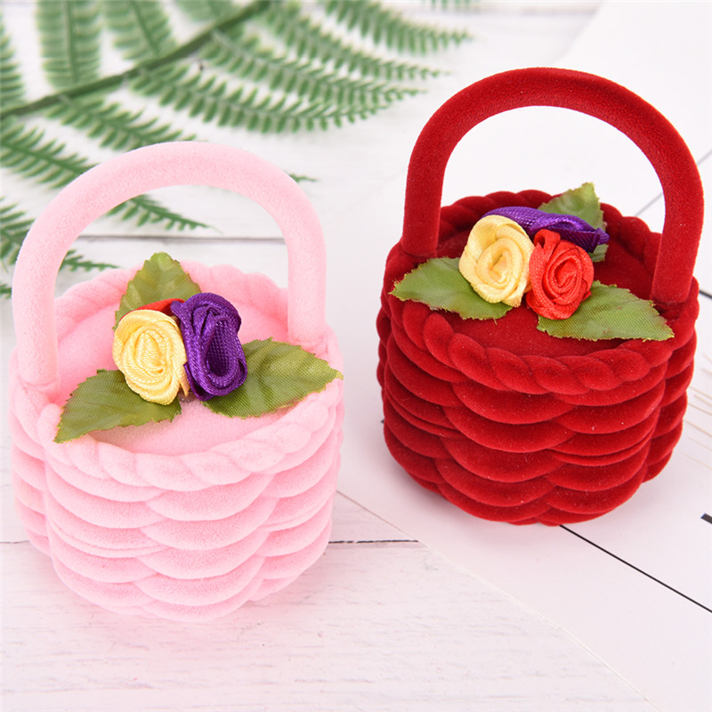 

Earring Display Storage Box Jewelry Box Rose Flower Basket Design Women Finger Ring Case Wedding ring box Jewelry Organizer