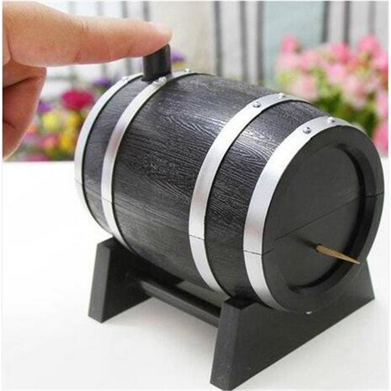 

Wine Barrel Plastic Automatic Toothpick Box Container Dispenser Holder Toothpick Holders Table Decoration & Accessories