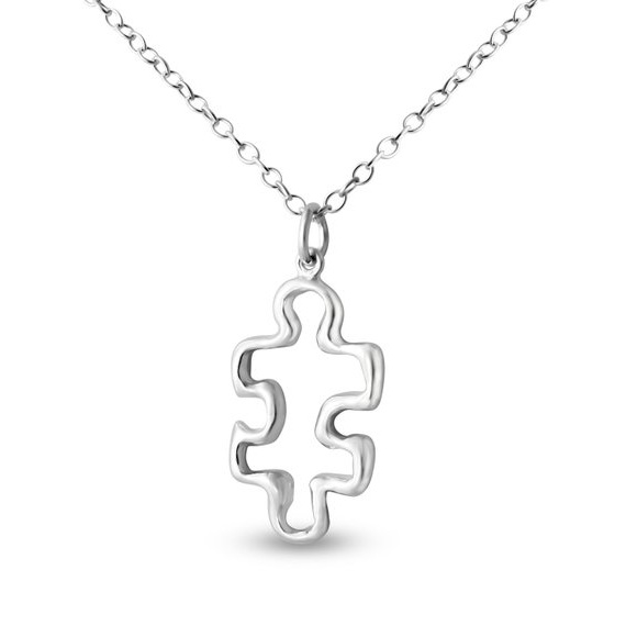 

simple small hollow Geometric puzzle necklace fashion Jigsaw baby autism pendant heart public welfare holiday Lucky woman mother men's family gifts jewelry