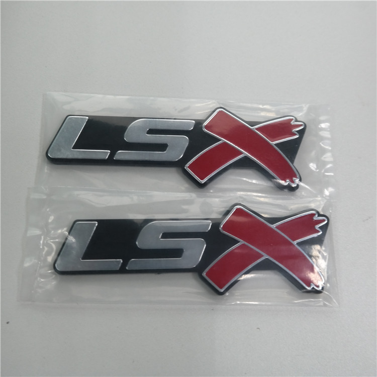 

Custom For GM Chevy LSX Chrome & Red Emblems badge Camaro Corvette Silverado 454 350 376 Logo Nameplate 2PCS/Pair, Chrome and red