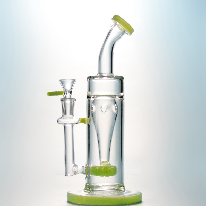 

10 Inch Recycler Glass Bong Slitted Donut Perc Glass Water Pipes 14mm Female Joint Incycler Oil Dab Rigs With Glass Bowl XL276