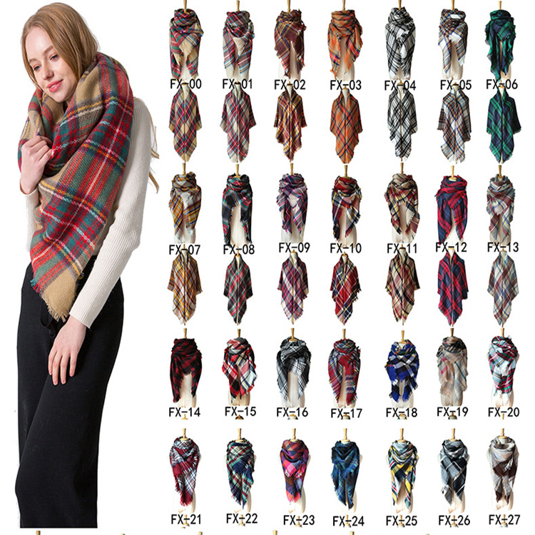 

Winter Scarf 2018 Tartan Cashmere Scarf Women Plaid Blanket Scarf New Designer Basic Shawls Women's Scarves and Wraps JLE134, Size:140*140cm