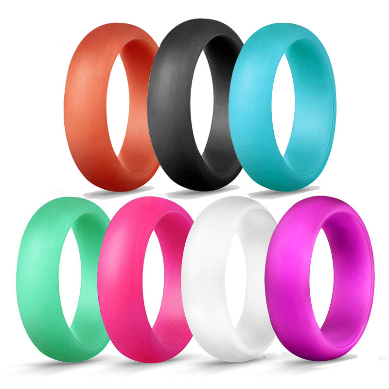 

Fashion 5.7MM Silicone Wedding Rings Solid color Women s Hypoallergenic O-ring Band Comfortable Lightweigh Men Ring for Couple Jewelry Gift