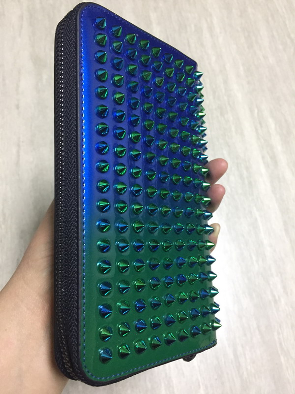 

New fashion men brand designer wallet leather zipper long wallet luxury leather clip folder men top quality Money Purse rivets wallets purse, Photo color