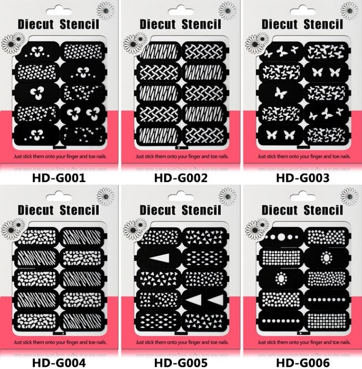 

Hot sale Nail painting template Spray gun template tool Hollowed nail stick Manicure DIY hand-painted template T4H0414