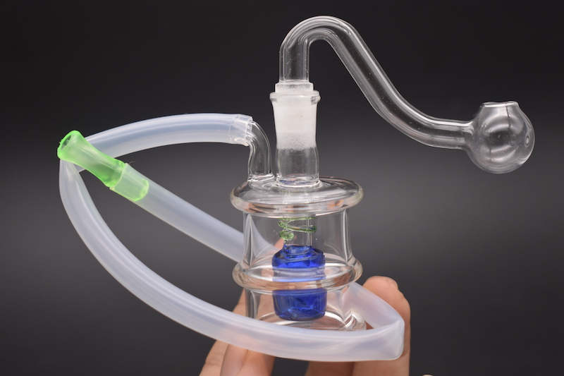 

wholesale cheap 10mm mini Glass Bongs Spiral Recycler Dab oil Rigs Water smoking pipe with bowl and hose