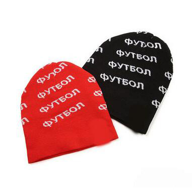 

Autumn Winter Brand Gosha Rubchinskiy Knitted Hat Russian Letter Wool Caps Men Women Fashion Hiphop Skull Caps, Red