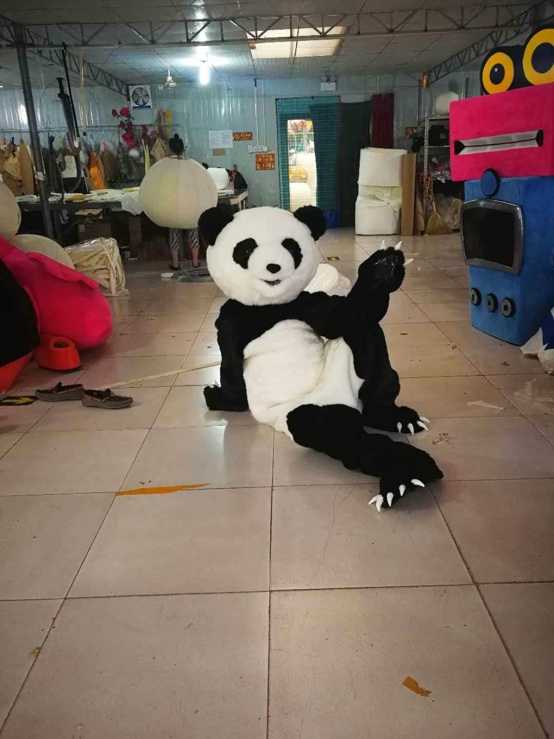 

high quality Real Pictures Deluxe panda mascot costume fancy carnival costume Adult Size factory direct free shipping, Black