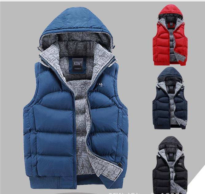 

Men Sleeveless Veste homme Mens Winter Fashion Casual Coats Male Hooded Cotton-Padded Men's Vest Thickening Waistcoat, Blue02