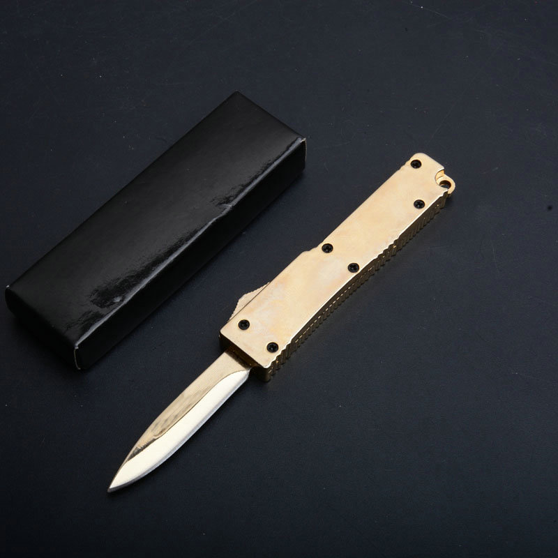 

Micro T Mini Automatic 24K Gold Tactical Folding Knife 440C Outdoor Camping Hunting Survival Pocket EDC Utility Tools Gift Collection