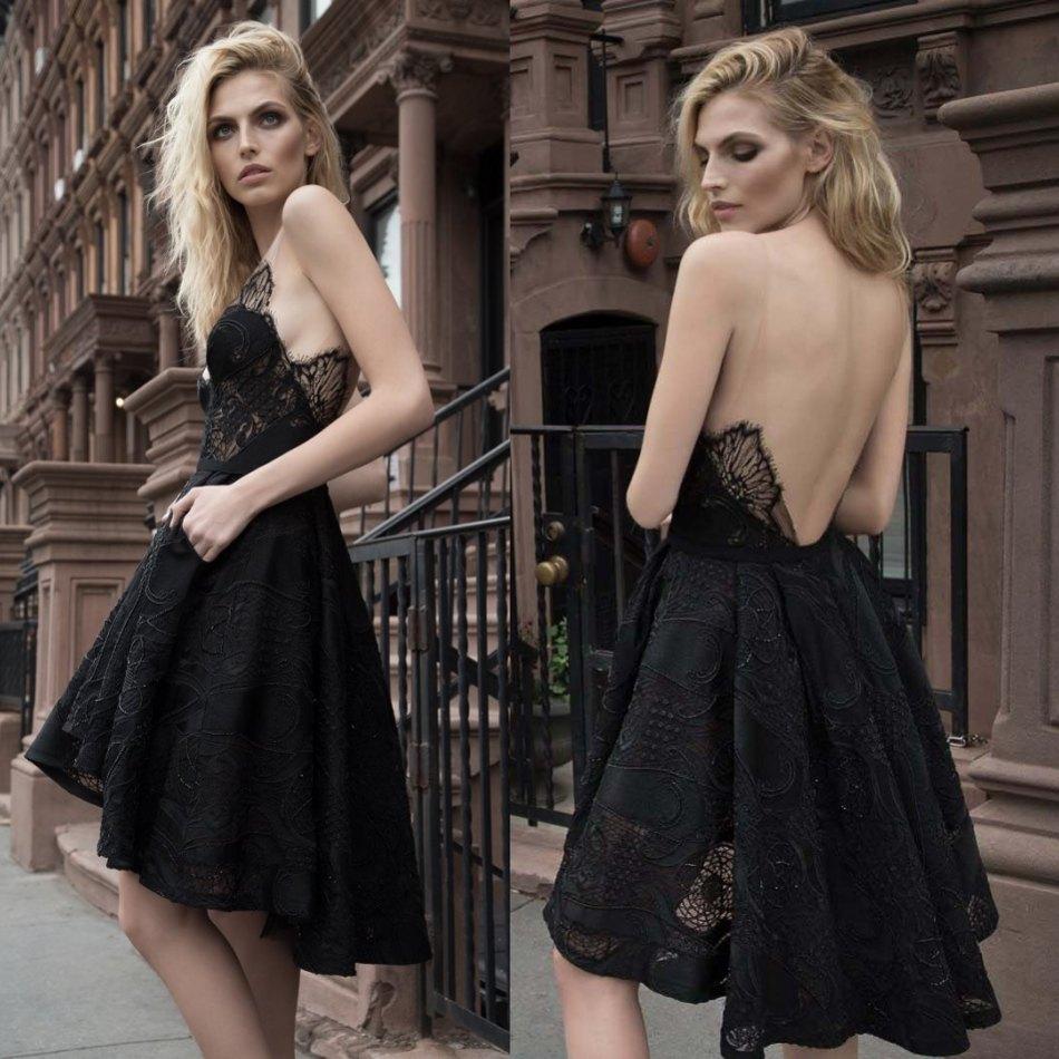 

High Low Short Black Evening Dresses V Neck Inbal Dror Lace Formal Gowns Sexy Plus Size Prom Dress, Red