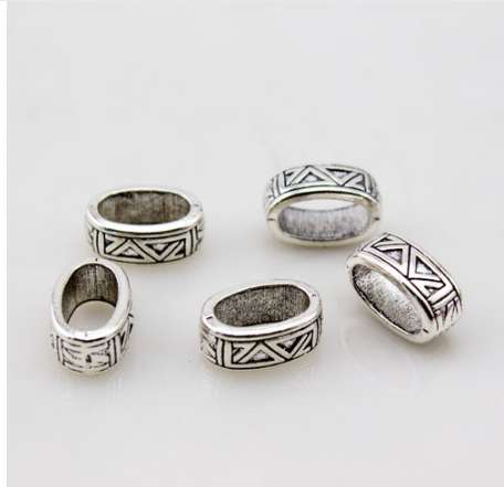 

20 PCS Antique Silver Color Carve Big Hole Spacer Beads fit 11*6mm Square Leather Cords Bracelet Necklace Making Findings F1935