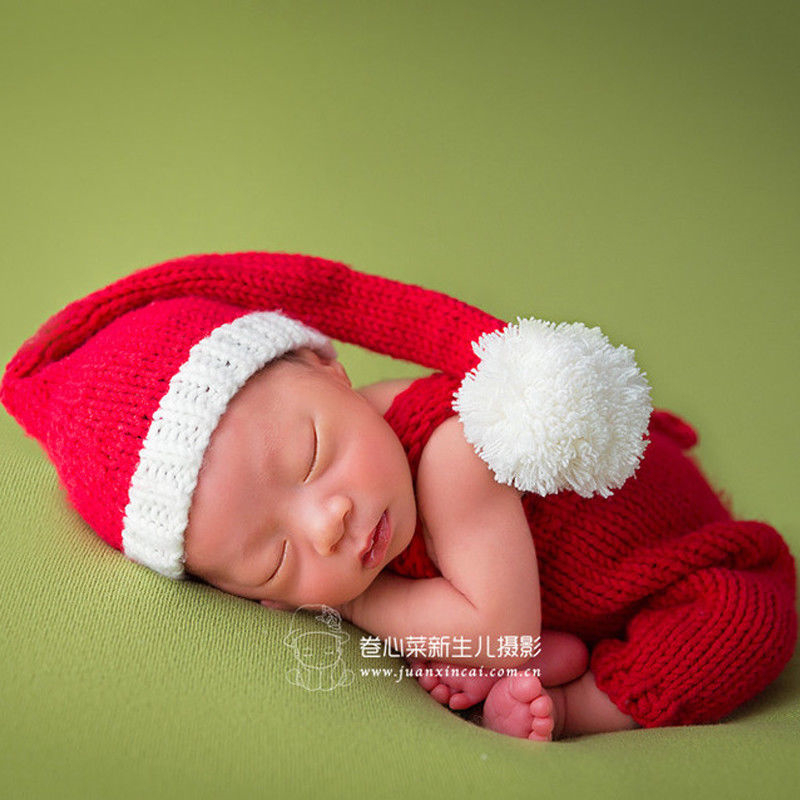 Christmas Suit Photography Costume Photo Props Clothes Baby Crochet Knit UK