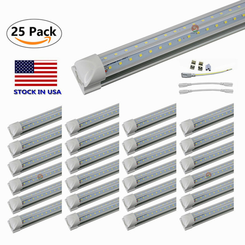 

V Shaped 8FT LED Tube Lights 4FT 5FT 6FT 8 Feet LED T8 6000 Lems 56W 72W Double Side Integrated Fluorescent Lamp