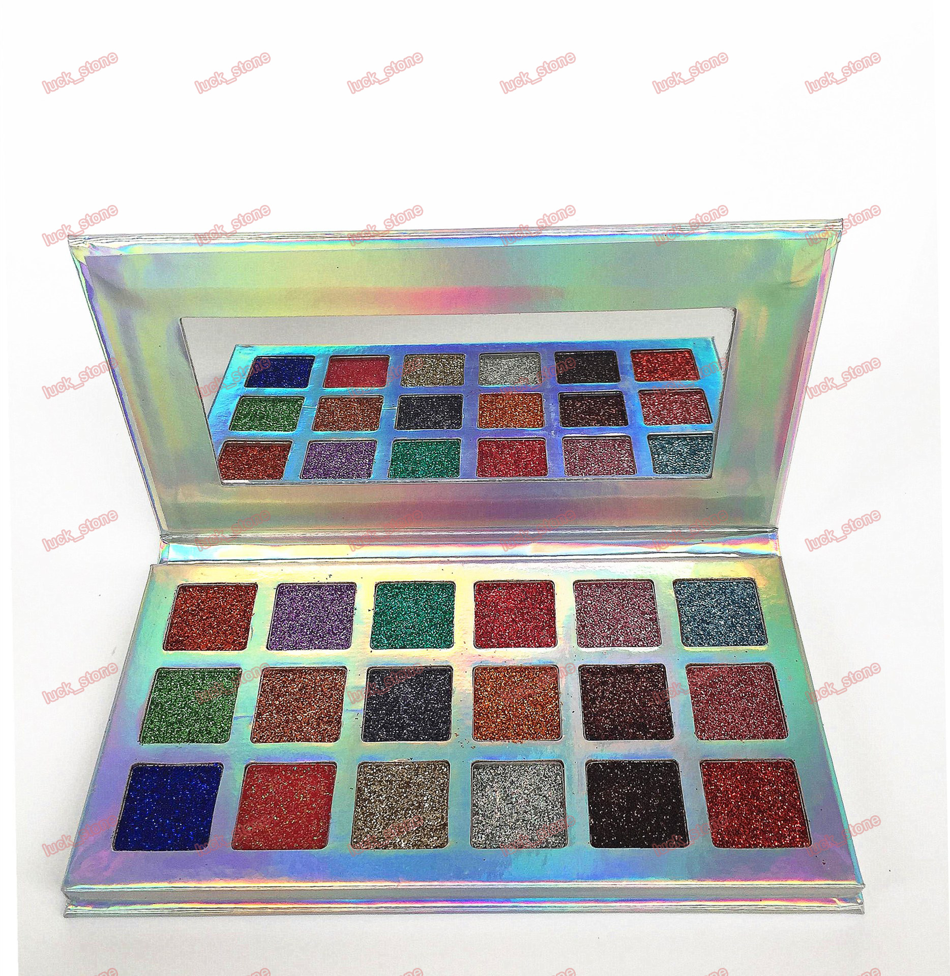 

private label glitter wet press powder 18 colors mix no logo eyeshadow palette easy to make up with full pack 18.2*10*1.2cm, Mix 18 color