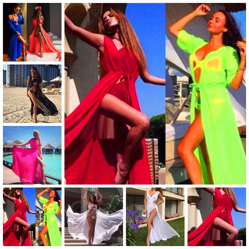 

European fashion solid color sexy cardigan shawl-style sleeveless chiffon bikini sunscreen beach chiffon blouse,support mixed batch