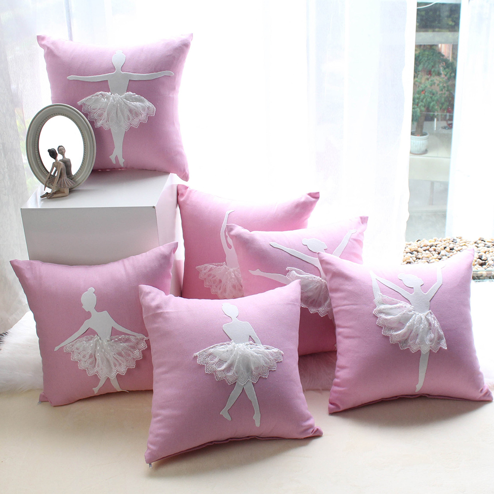 Ballet Girls Cushion Covers Ballerina Lace Dress Dance Decorative