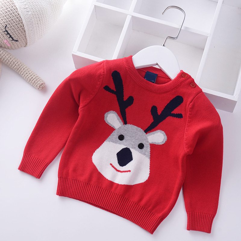 2018 Autumn winter Boys Sweater cotton children knitted Christmas Cartoon elk Kids Pullover clothes infant baby sweaters 1-6Y