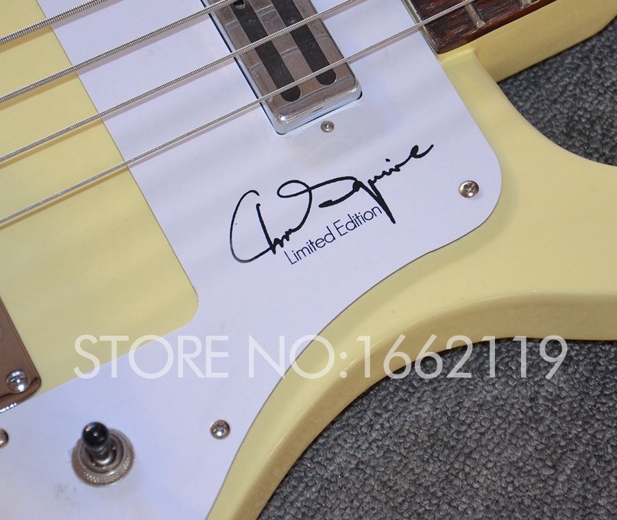 

Rare 4 Strings Chris Squire Signature Cream Electric Bass Guitar Neck Thru Body Rosewood Fingerboard Dot Inlay