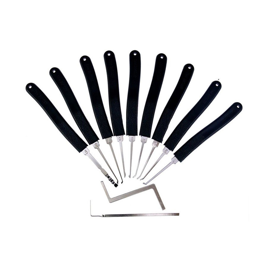

KLOM 9 Pieces Hook Pick Set contains 9 different hook picks of various shapes and angles that will help you to pick almost any lock