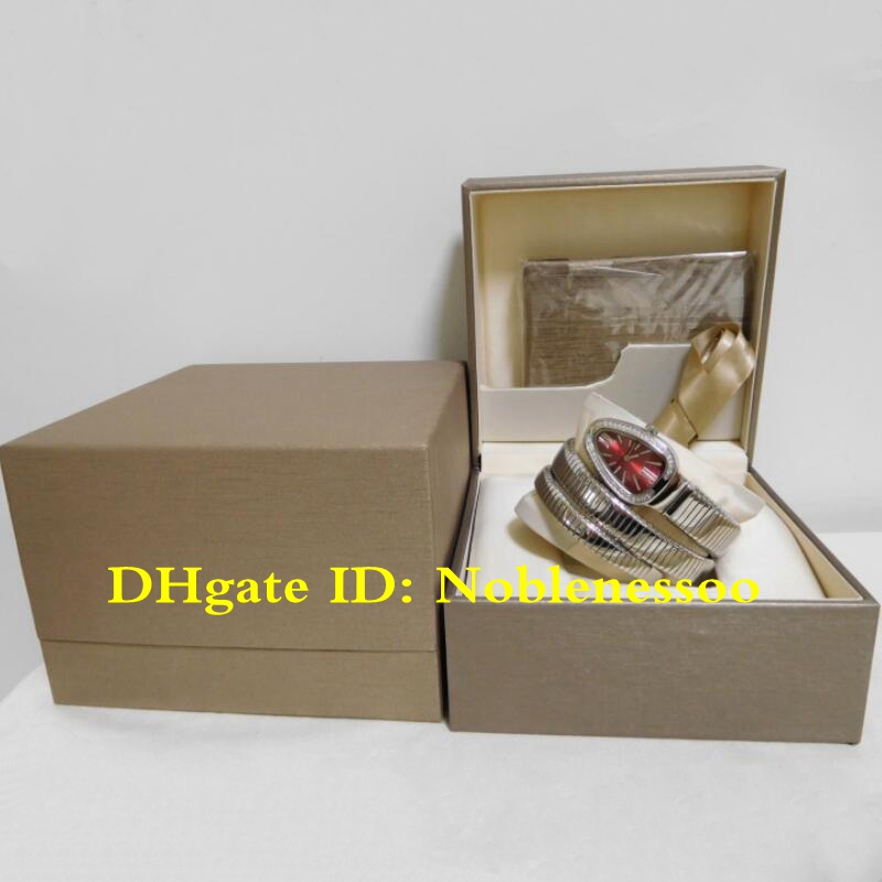 

Color in Original Box luxury Ladies Watch Women Serpenti Tubogas Red Dial Diamond Bezel Snake Steel Bracelet Quartz Women's Watches, 01